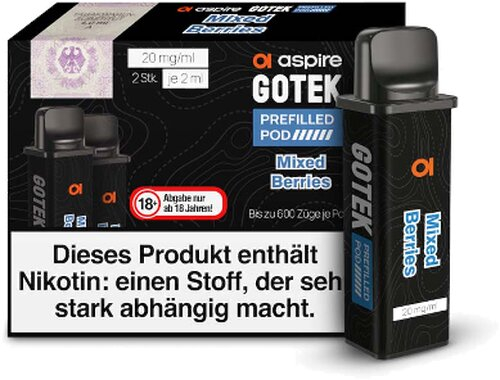 aspire GOTEK Mixed Berries prefilled Pod 2x2ml 20mg aspire GOTEK Mixed Berries prefilled Pod 2x2ml 20mg
