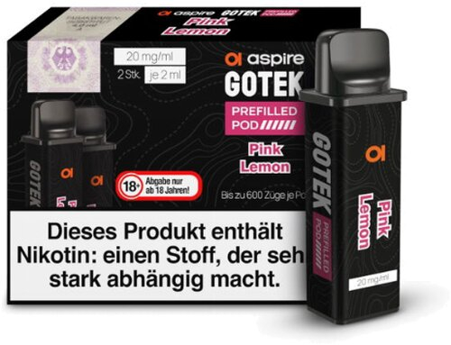 aspire GOTEK Pink Lemon prefilled Pod 2x2ml 20mg aspire GOTEK Pink Lemon prefilled Pod 2x2ml 20mg