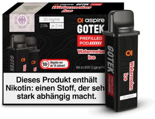 aspire GOTEK Watermelon Ice prefilled Pod 2x2ml 20mg aspire GOTEK Watermelon Ice prefilled Pod 2x2ml 20mg