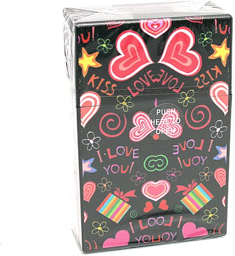 Atomic Zigarettenbox für ca. 20 Stück, Serie Hearts, Motiv I love you, schwarz Atomic Zigarettenbox für ca. 20 Stück, Serie Hearts, Motiv I love you, schwarz