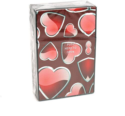Atomic Zigarettenbox für ca. 20 Stück, Motiv Hearts, schwarz-rot