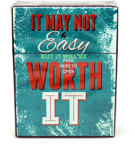 Atomic Zigarettenbox für ca. 25 Stück, Motiv It may not be easy but it will be worth it, grün