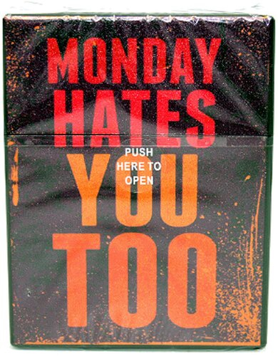 Atomic Zigarettenbox für ca. 25 Stück, Motiv Monday hates you too, rot