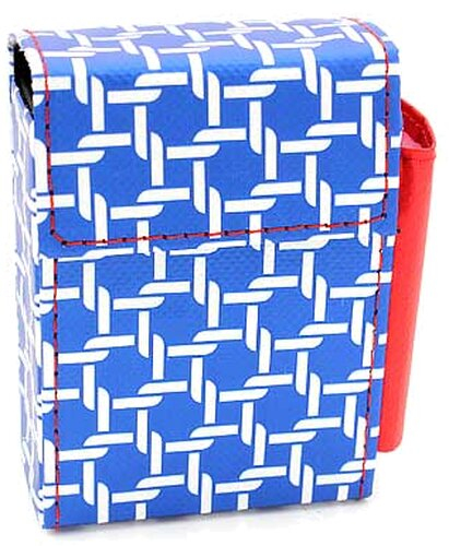 Atomic Zigarettenetui mit Feuerzeugfach, Kunstleder, blau-weiß, 20er Atomic Zigarettenetui mit Feuerzeugfach, Kunstleder, blau-weiß, 20er