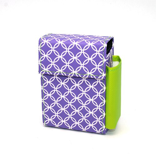 Atomic Zigarettenetui mit Feuerzeugfach, Kunstleder, lila-weiß, 20er Atomic Zigarettenetui mit Feuerzeugfach, Kunstleder, lila-weiß, 20er