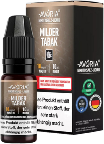 Avoria Nikotinsalz Liquid Dezenter Tabak 10mg Avoria Nikotinsalz Liquid Dezenter Tabak 10mg
