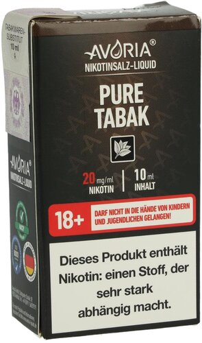 Avoria Nikotinsalz Liquid Pure Tabak 20mg Avoria Nikotinsalz Liquid Pure Tabak 20mg