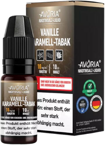 Avoria Nikotinsalz Liquid Vanille Karamell-Tabak 10mg Avoria Nikotinsalz Liquid Vanille Karamell-Tabak 10mg