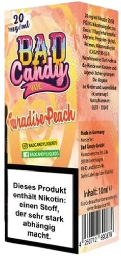 Bad Candy Paradise Peach 20mg Nic Salt e-Liquid