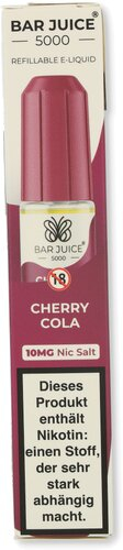 Bar Juice 5000 Nic Salt Liquid Cherry Cola 10mg Bar Juice 5000 Nic Salt Liquid Cherry Cola 10mg