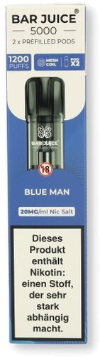 Bar Juice 5000 Prefilled Pods Blue Man 2x2ml 20mg/ml Bar Juice 5000 Prefilled Pods Blue Man 2x2ml 20mg/ml