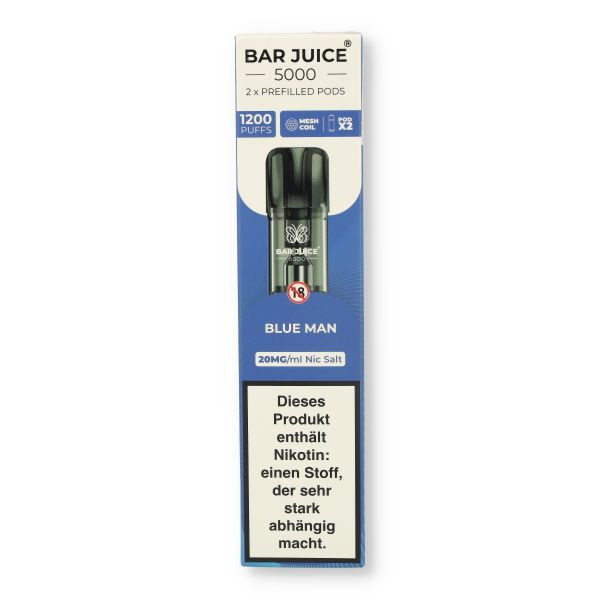 Bar Juice 5000 Prefilled Pods Blue Man 2x2ml 20mg/ml Bar Juice 5000 Prefilled Pods Blue Man 2x2ml 20mg/ml