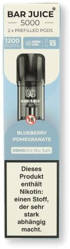 Bar Juice 5000 Prefilled Pods Blueberry Pomegranate 2x2ml 20mg/ml Bar Juice 5000 Prefilled Pods Blueberry Pomegranate 2x2ml 20mg/ml