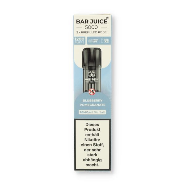 Bar Juice 5000 Prefilled Pods Blueberry Pomegranate 2x2ml 20mg/ml Bar Juice 5000 Prefilled Pods Blueberry Pomegranate 2x2ml 20mg/ml