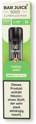 Bar Juice 5000 Prefilled Pods Fresh Mint 2x2ml 20mg/ml Bar Juice 5000 Prefilled Pods Fresh Mint 2x2ml 20mg/ml