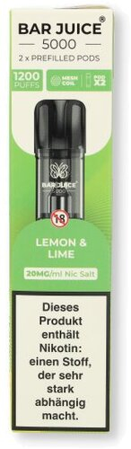 Bar Juice 5000 Prefilled Pods Lemon & Lime 2x2ml 20mg/ml Bar Juice 5000 Prefilled Pods Lemon & Lime 2x2ml 20mg/ml