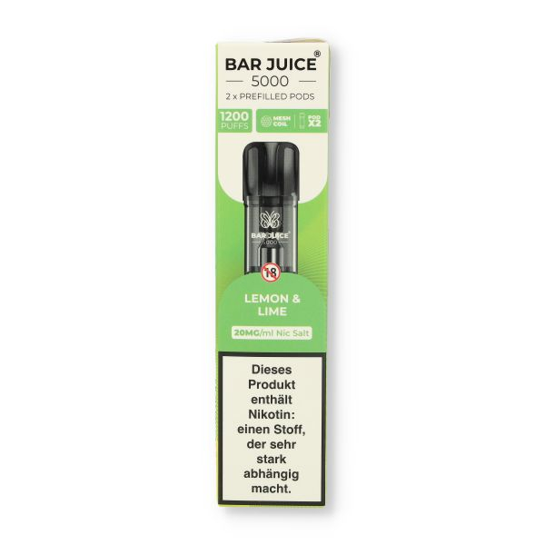 Bar Juice 5000 Prefilled Pods Lemon & Lime 2x2ml 20mg/ml Bar Juice 5000 Prefilled Pods Lemon & Lime 2x2ml 20mg/ml