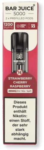 Bar Juice 5000 Prefilled Pods Strawberry Cherry Raspberry 2x2ml 20mg/ml Bar Juice 5000 Prefilled Pods Strawberry Cherry Raspberry 2x2ml 20mg/ml
