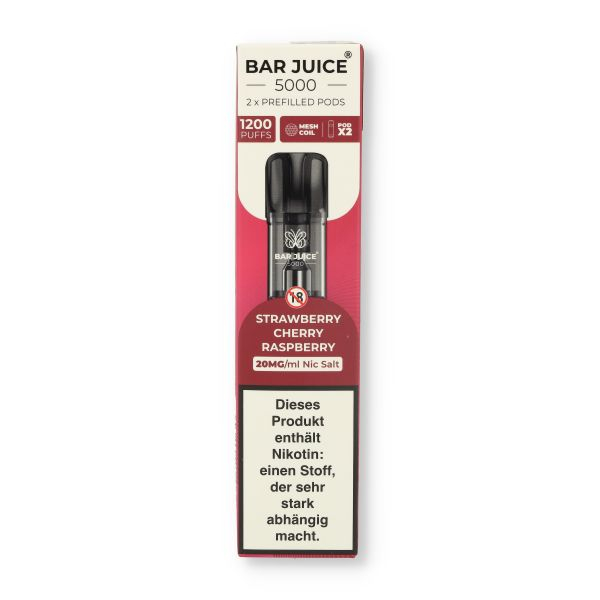 Bar Juice 5000 Prefilled Pods Strawberry Cherry Raspberry 2x2ml 20mg/ml Bar Juice 5000 Prefilled Pods Strawberry Cherry Raspberry 2x2ml 20mg/ml
