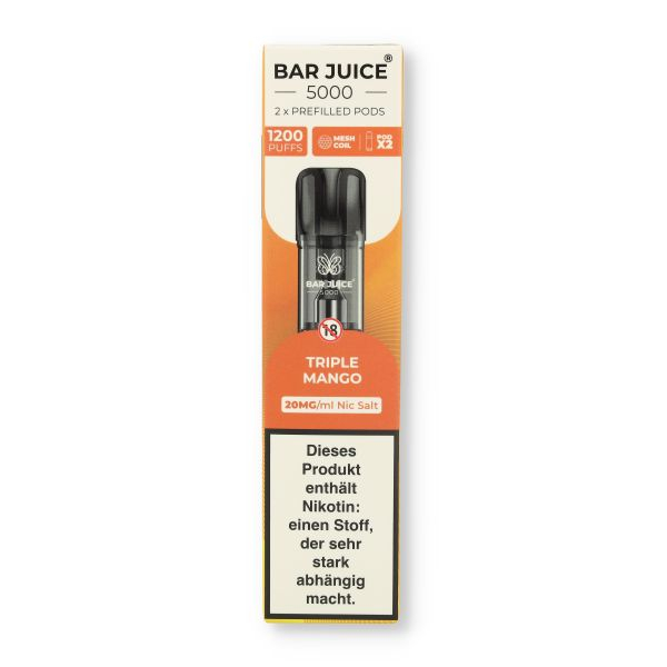 Bar Juice 5000 Prefilled Pods Triple Mango 2x2ml 20mg/ml Bar Juice 5000 Prefilled Pods Triple Mango 2x2ml 20mg/ml