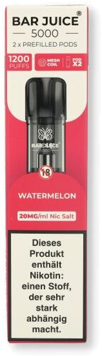 Bar Juice 5000 Prefilled Pods Watermelon 2x2ml 20mg/ml Bar Juice 5000 Prefilled Pods Watermelon 2x2ml 20mg/ml