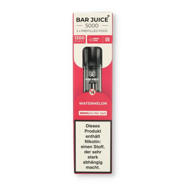 Bar Juice 5000 Prefilled Pods Watermelon 2x2ml 20mg/ml Bar Juice 5000 Prefilled Pods Watermelon 2x2ml 20mg/ml