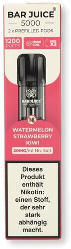 Bar Juice 5000 Prefilled Pods Watermelon Strawberry Kiwi 2x2ml 20mg/ml Bar Juice 5000 Prefilled Pods Watermelon Strawberry Kiwi 2x2ml 20mg/ml