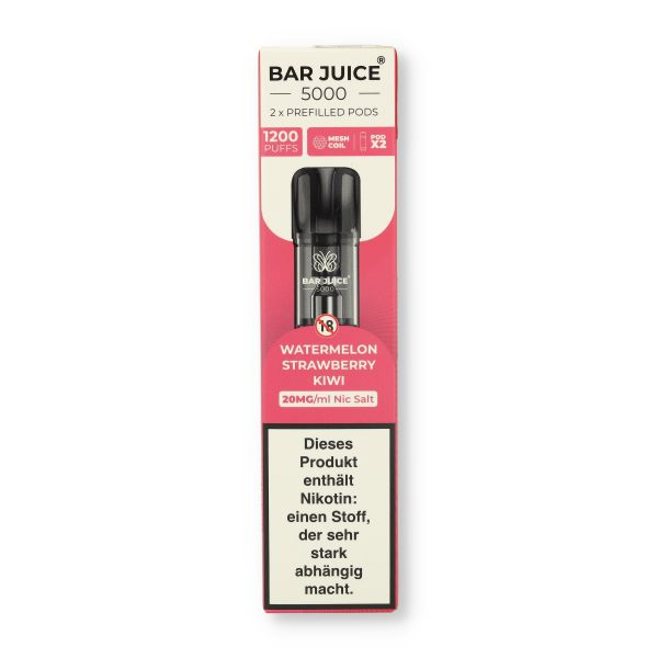 Bar Juice 5000 Prefilled Pods Watermelon Strawberry Kiwi 2x2ml 20mg/ml Bar Juice 5000 Prefilled Pods Watermelon Strawberry Kiwi 2x2ml 20mg/ml