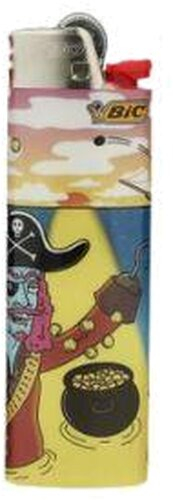 BIC Feuerzeug Pirat bei Sonnuntergang mit Goldtopf Maxi Fantasy Cartoon 5v8 BIC Feuerzeug Pirat bei Sonnuntergang mit Goldtopf Maxi Fantasy Cartoon 5v8