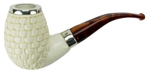 Block Meerschaum Pfeife Egg Silberring Flechtmuster