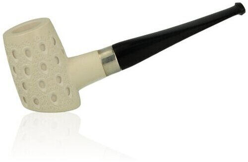 Block Meerschaum Pfeife graviert Poker Silberring im Maß-Etui