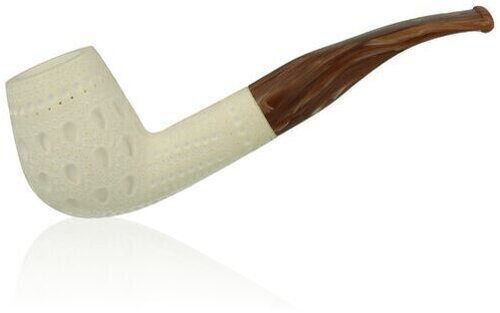 Block Meerschaum Pfeife Medium graviert Half Bent Egg im Maß-Etui