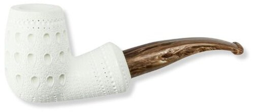 Block Meerschaumpfeife Large rustiziert Half Bent Egg im Maß-Etui