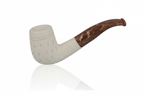Block Meerschaumpfeife Medium rustiziert Half Bent Classic