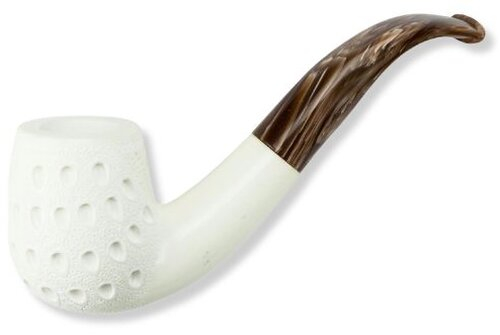 Block Meerschaumpfeife Medium rustiziert Half Bent Classic im Maß-Etui