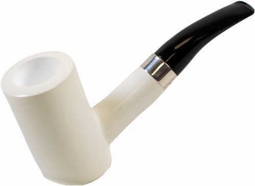 Block Meerschaumpfeife Poker weiß Large im Etui