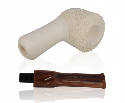 Block Meerschaumpfeife XL rustiziert Dublin im Maß-Etui