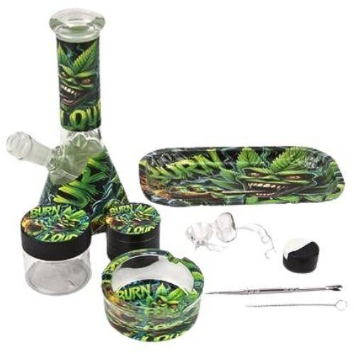 Bong Starter-Set Burn Loud Glas Ice Bong Bong Starter-Set Burn Loud Glas Ice Bong