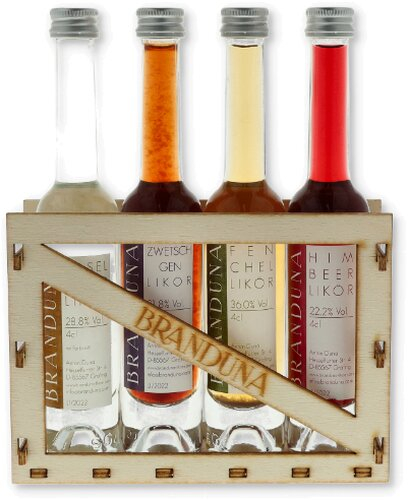 Branduna Likör Probierset 4x4cl 21,8% Vol. - 36,0% Vol. Branduna Likör Probierset 4x4cl 21,8% Vol. - 36,0% Vol.