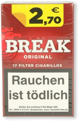 Einzelpackung Break Original Filterzigarillos Rot Full Flavour 17er