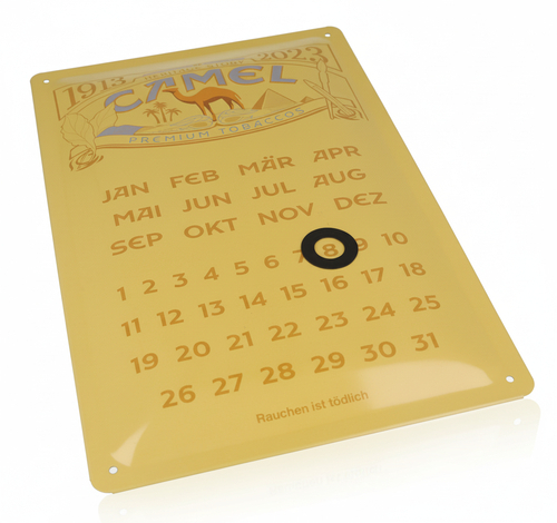 Camel Endloskalender Blech Gelb