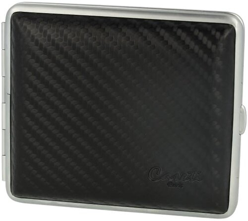 Casetti Zigarettenetui Leder Schwarz 18er Carbon Optik