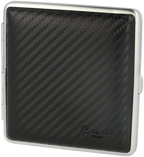 Casetti Zigarettenetui Leder Schwarz 20er Carbon Optik