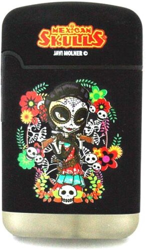 Mexican Skulls Easy Torch 8 Jet Feuerzeug Catrinas Schwarz 1
