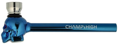 Champ High Metallpfeife Blau Skull mit Sieb