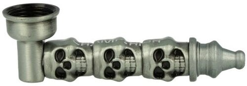 Champ High Metallpfeife Skull Silber