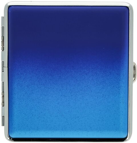 Champ Metall Zigarettenetui mit Spange Hellblau/Dunkelblau