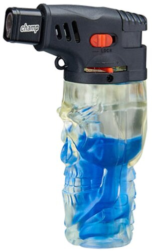 Champ Skull Feuerzeug With Colourful Gas Blau