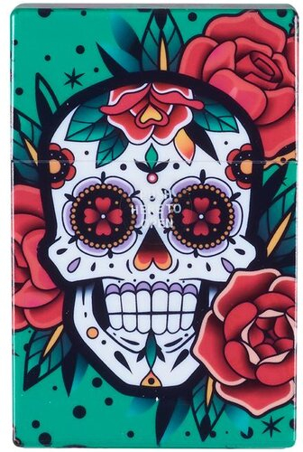 Champ Zigarettenetui Skull Grün Kunststoff