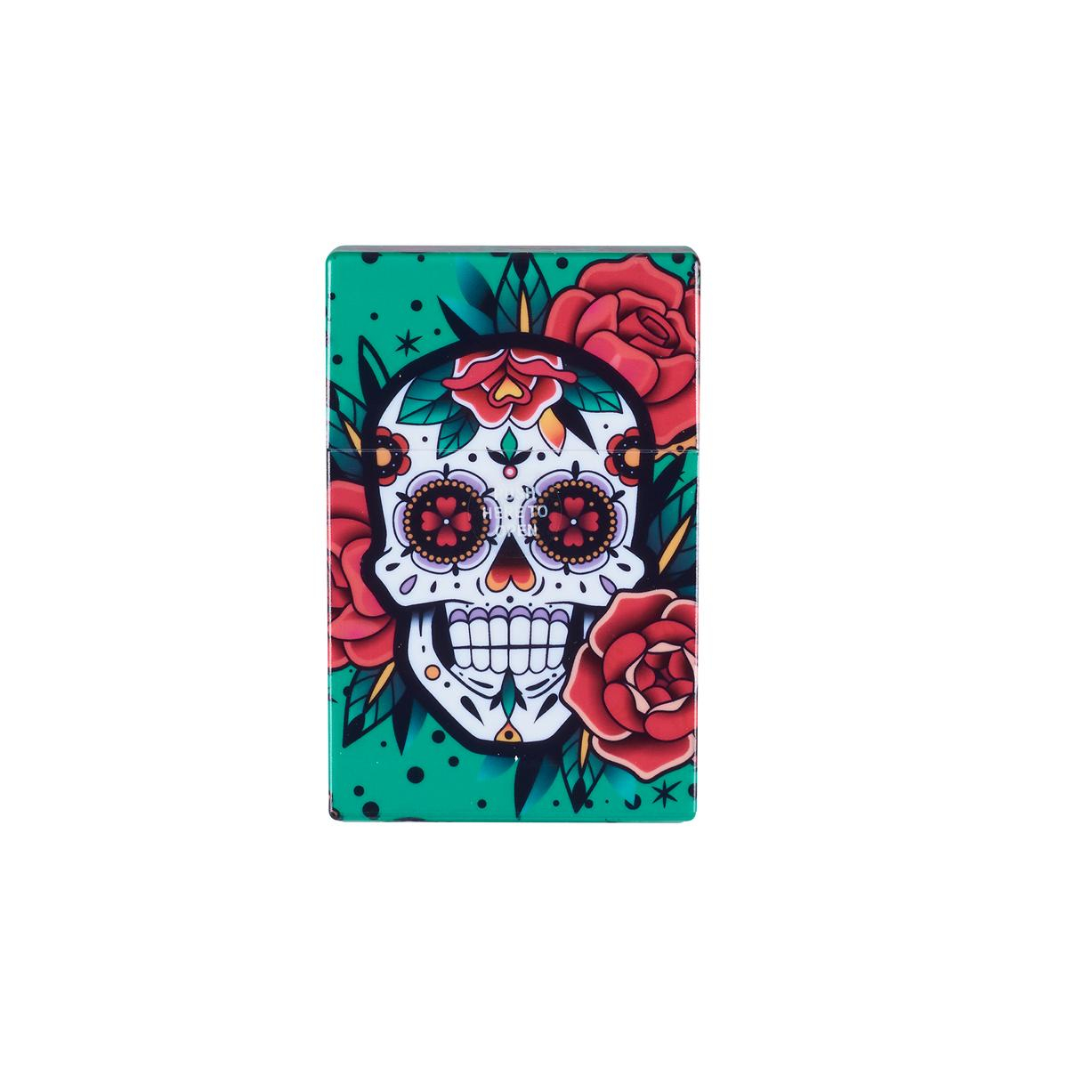 Champ Zigarettenetui Skull Grün Kunststoff